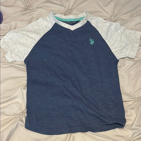 U.S. Polo Assn. Blue and Gray Short Sleeve Tee with Sporty Design - Picture 1 of 3
